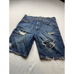 Jeans Co Blue Denim Jean Shorts Distressed Bermuda Mens Size 34